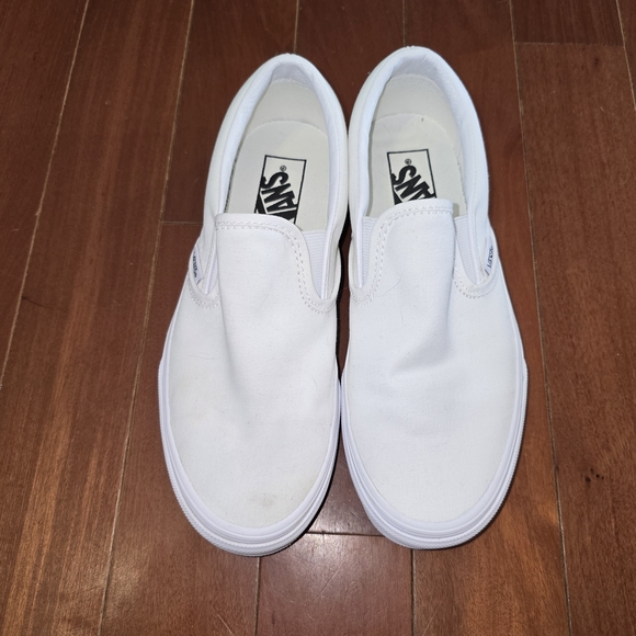 Vans Shoes - Vans Classic Slip-On Canvas Sneakers in White - Water Stained